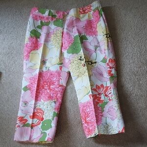 BURBERRY LONDON Floral Women Pants - Pink, Green, Yellow, White.  Fit like US 8.